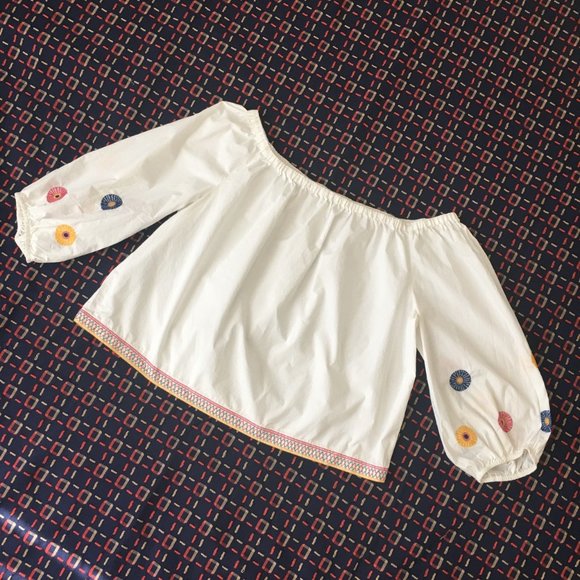 Madewell Embroidered Off The Shoulder Top - Picture 2 of 6